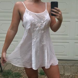 Vintage pink silk and sheer lingerie nighty dress